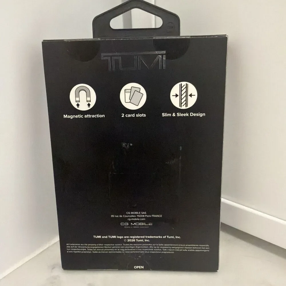 TUMI Premium Magnetic Card Holder Wallet Matte Black NIB Gift Luxury Travel Gear